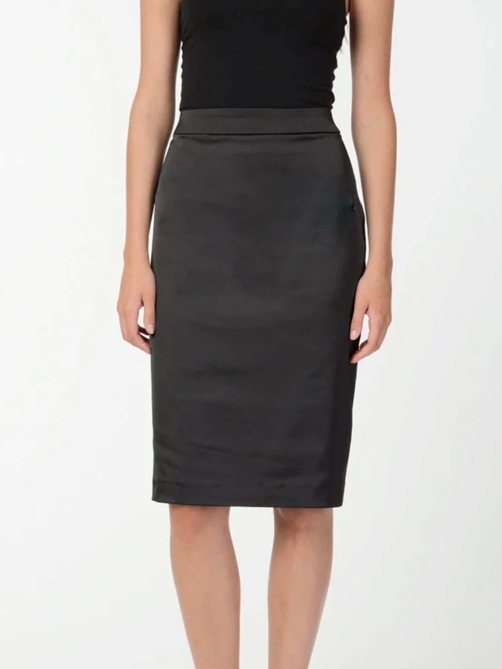 NWT Tadashi Collection Black Satin Pencil Skirt Size 12